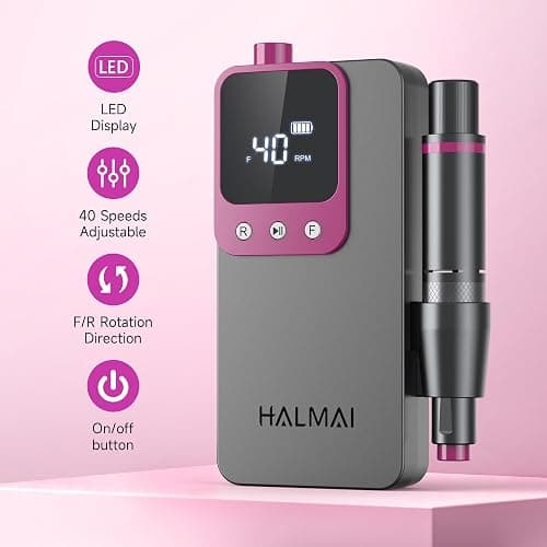 Electric Nail Drill Professional, Portable Nail File for Acrylic Gel Nails, Cordless Rechargeable Ultra Power Nail Drill Kit 40000RPM, HMC320 Salon-Grade Efile Nail Machine (Dark Grey) thumbnail 4