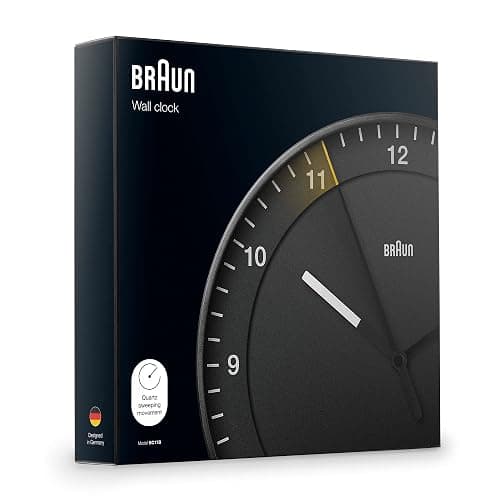 Braun Classic Large Analogue Wall Clock with Silent Sweep Movement, Easy to Read, 30cm Diameter in Black, Model BC17B. thumbnail 6