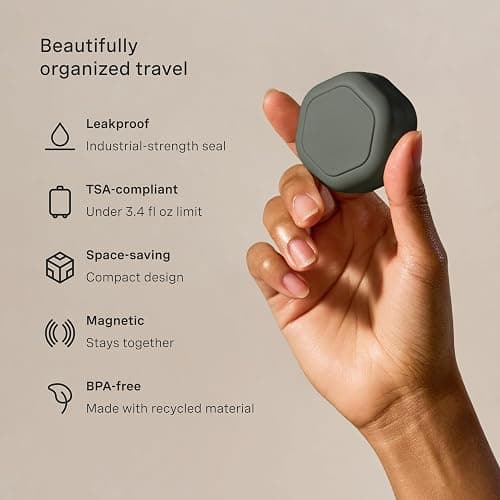 Cadence Travel Containers Basic Skincare Set - Magnetic Containers with Lids,Carry On Travel Essentials For Women/Men - 3 Small Capsules (0.56oz) - Cleanser, Moisturizer & Sun-Icon Labels - Charcoal thumbnail 2