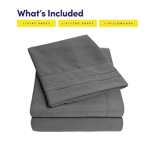 1500 Supreme Collection Twin XL Sheet Sets Gray - 3 Piece Bed Sheets and Pillowcase Set for Twin XL Mattress - Extra Soft, Elastic Corner Straps, Deep Pocket Sheets, Twin XL Gray - Twin XL - Gray thumbnail 4