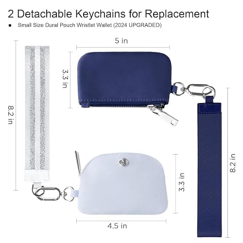 Babysun Mini Zip Around Dual Pouch Wristlet With 2 Straps Wristlet Keychain Wallet for Women Coin Purse Small Cute for Teen Girl thumbnail 2