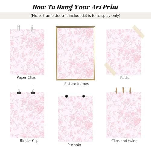 Pink Flower Wall Art Chinoiserie Floral Canvas Wall Decor Aesthetic Wall Art Watercolor Botanical Prints Vintage Flower Pictures Pink Floral Posters for Living Room Bedroom 12x16x3 Inch Unframed thumbnail 7
