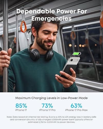 Anker Nano Power Bank, Ultra-Slim 5,000mAh Magnetic Wireless Charging Battery, Qi2 Certified 15W Max MagSafe-Compatible Portable Charger, Ergonomic Design, for iPhone Air/17/16 Series thumbnail 6