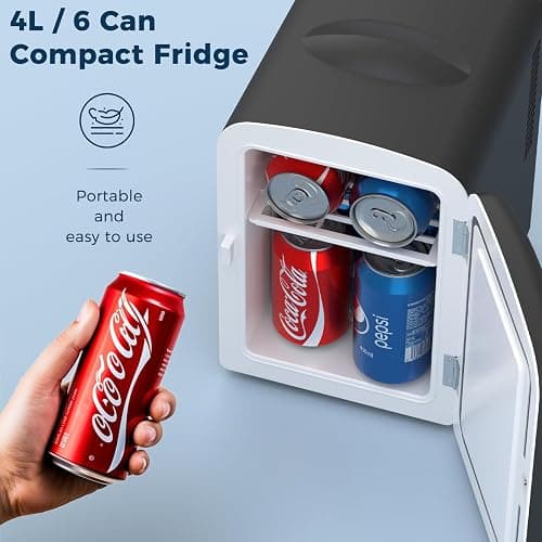 Antarctic Star Compact Refrigerator, Portable Mini Fridge, Skin Care 4L Capacity/6 Cans, for Bedroom, Car, Office & Dorm, Small Cooler for Cosmetics, Beverage and Food, Black thumbnail 4