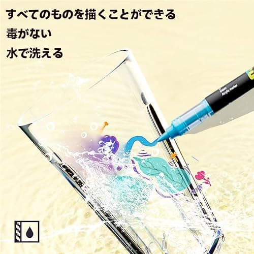 ENMY 24 Colors Set Straight Liquid Acrylic Markers, Illustration Markers, Water-Based, Brush Pen, Art Markers, Art Markers, Cartoons, Fabric Knitting Markers, Canvas, Glass, Wood, Fabric Pens for thumbnail 6