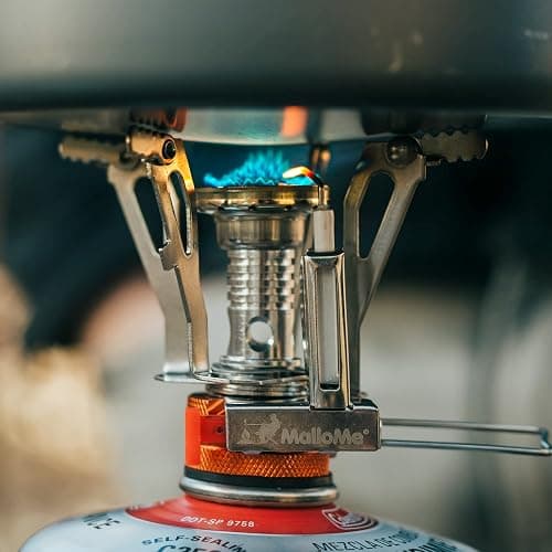 MalloMe Backpacking Stove - Portable Camping Stove - Small Backpack Camp Single Burner for Propane Butane Isobutane Fuel Canister - Mini Pocket Rocket Jet Boiler for Hiking & Gas Cooking thumbnail 5