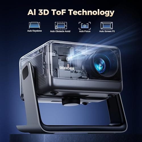 GooDee Video Projector With Wifi And Bluetooth, Smart Portable Projector Movie System Compatible With Netflix/Dolby Audio/Auto Focus & Keystone, 4k Video Decode & 1080p Native For Home Theater/Outdoor thumbnail 4