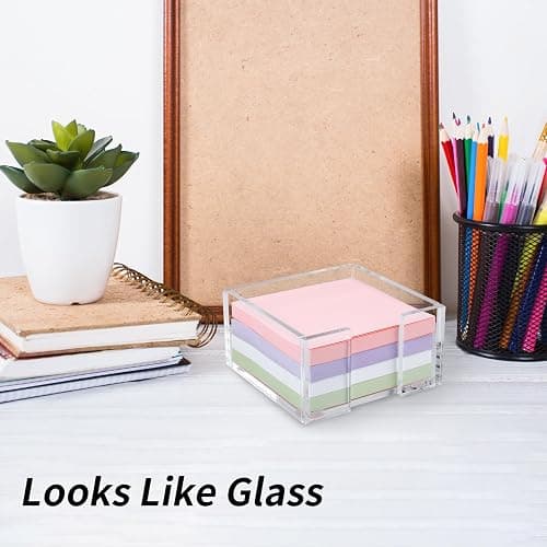 Acrylic Sticky Note Holder, 3 x 3 Crystal Clear Acrylic Notepad Holder Sticky Note Dispenser for Dorm Room and Office Desk Organizer thumbnail 2