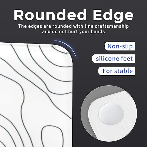 Glass Mousepad for Gaming, White Topographic Hard Gaming Mouse pad, Professional Large Mouse Mat 410mm*310mm, Special Glass Surface with Improved Precision and Speed thumbnail 5