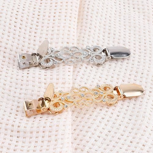 Cinch Sweater Shawl Dress Clips Back Cinch Clothing Cinch Shawl Clips for Women - Gold+Silver 2pcs thumbnail 2