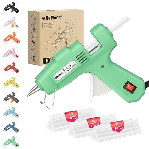 ROMECH 20W Mini Hot Glue Gun with 30 Glue Sticks Set, Fast Preheating Hot Glue Gun Kit Heavy Duty Gluegun for Craft, DIY, Repairs (Green) - Image 1