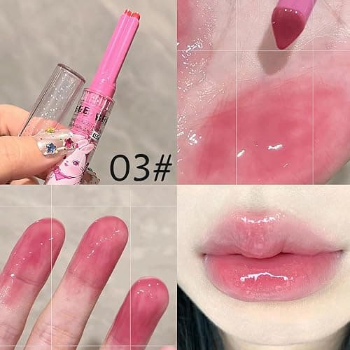 LuckNest 3 Colors Jelly Lipstick Gift Set, Tinted Heart Shape Lip Stain Lip Gloss, Mirror Hydrating Jelly Love Lipstick, Moisturizing Tinted Lip Balm, Vivid Color Glossy Lip Makeup for Girls (A) thumbnail 5