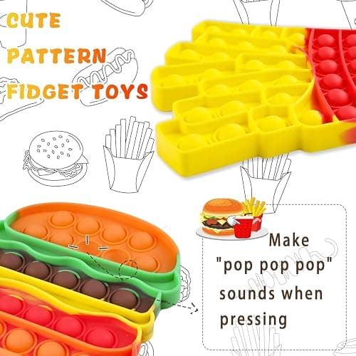 3 Pcs Fidget Sensory Toys, Push Bubble Poppers Hamburger French Fries Drinks Bulk Sets,Silicone Stress Relief Toy for Toddler Kids Boys Girls Adults,Birthday Gifts Party Favors,Classroom Prizes thumbnail 8