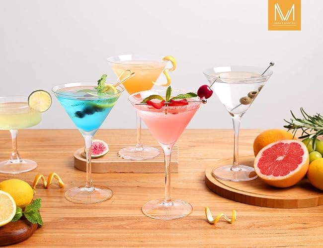 LUNA & MANTHA Martini Glasses, Martini Cocktail Glasses for Margarita, Manhattan, Cosmopolitan, Espresso, Home Bar, Evening Parties, Birthdays, Housewarming Gift,Set of 4-9oz thumbnail 6