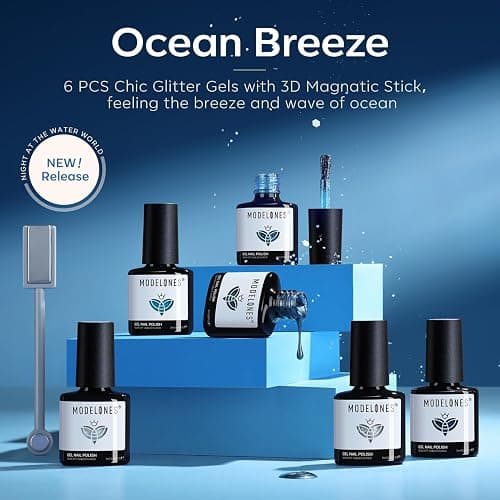 Modelones Gel Nail Polish 6 Colors Blue Glitter Galaxy Dark Blue 9D Cat Eye Gel Polish with Magnet Shimmer Pearl Soak Off Led Nail Art DIY Salon Gift For Women thumbnail 8