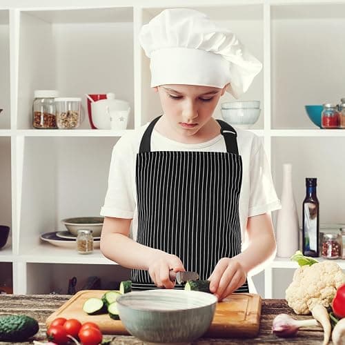 XLSXEXCL Stripes Kids Apron, Kids Cooking Aprons with 2 Pockets, Cute Kids Aprons for Cooking for Boys and Girls thumbnail 7