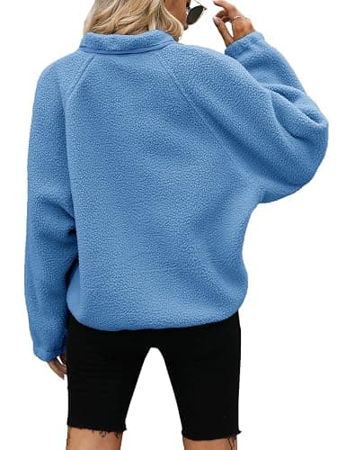 Yanekop Womens Fleece Jacket Fuzzy Long Sleeve Short Winter Coats Button Down Sherpa Jacket Outerwear with Pockets thumbnail 4