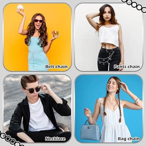 Jadive 5 Pieces Chain Belt Jeans Pants Pocket Waist Multi-Layer Hip Hop Metal Wallet Chain for Men Women thumbnail 5