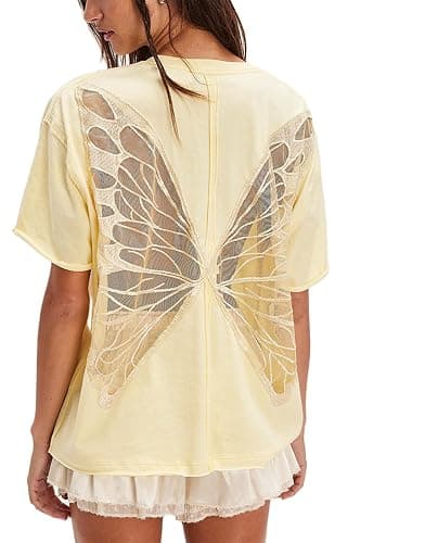 Oversized Graphic Tshirts for Women Teens Y2K Flower Short Sleeve Baggy Shirts Summer Aesthetic Beachy Coastal Tops - Image 1