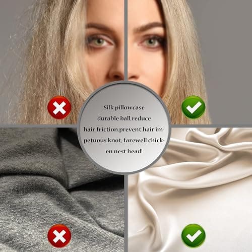Mulberry Silk Pillowcase for Hair and Skin Pillow Case with Hidden Zipper Soft Breathable Smooth Cooling Silk Pillow Covers for Sleeping (Champagne, King（20"X 36"）) thumbnail 5