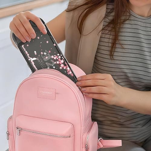 NANANINO Switch 2 Case for Nintendo Switch 2, Dockable Clear Protective Cover with Cherry Blossom Cat Design, Tempered Glass Screen Protector & Thumb Grips, Kawaii Pink Case for Girls thumbnail 6