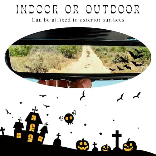 DXNQ Rearview Mirror Halloween Bat Decal, Funny Flying Bats Window Bumper Vinyl Sticker, Spooky Gothic Bats Decal for Car Truck Mirror Laptop, Car Decoration Accessories (Style 1) thumbnail 4