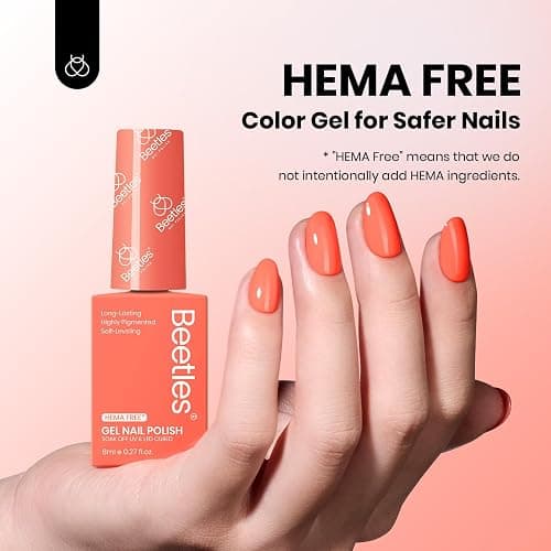 Beetles Coral Orange Gel Polish - 8ML Hema Free Neon Bright Orange Peach Coral Gel Polish Summer Nails Passionate Fireworks Soak Off UV Colorful Bottle Nail Art Manicure thumbnail 2