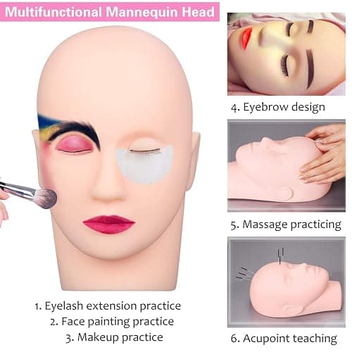 Lash Extension Kit Beginners, Eyelash Extension Accessories, False Eye Lashes Extension Training Tool Kit with Professional Mannequin Head for Beginners, Massage, Cosmetology Esthetician Supplies thumbnail 2