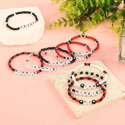 KKUHTY 9PCS Stray Merch Stay-Inspired Beaded Bracelets Set – Adjustable SKZ Merch Friendship Bracelets, Fandom Stray Jewelry Gifts for Concerts & Everyday Wear thumbnail 5