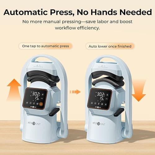 HTVRONT Auto Hat Press Machine - Hat Heat Press Machine with Precise Temp&Timer Control, A300 Hat Heat Press Machine for Caps with 2 Platens, Compatible with DTF Film, Embroidery Patches, Sublimation thumbnail 2