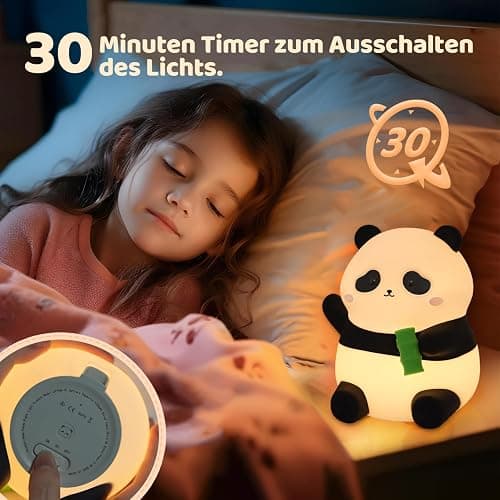 Rytinazzz Cute Panda Silicone Night Light, LED Squishy Lamp with 12H/50H Long Battery Life, 2 Levels Brightness by Tap Control, Rechargeable Soft Light for, Kids Bedroom Decor & Gifts for Boys Girls thumbnail 4