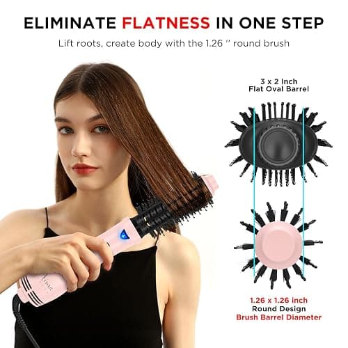 Hair Dryer Brush Blow Dryer Brush in one, Aima Beauty 1.25'' Round Brush Blow Dryer Ionic Hot Air Brush Styler Volumizer with Ceramic Coating & Tufted Bristles for Smooth and Shiny Blowout, Pink thumbnail 2