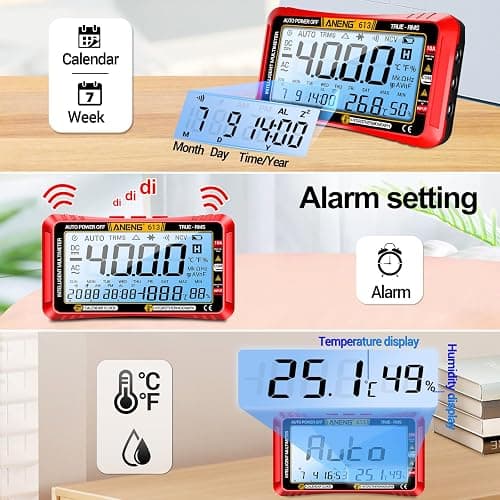 ANENG Digital Multimeter Tester,4000 Counts Voltage Tester,Auto-Ranging TRMS Volt Meter,Large LCD Ohm Meter Measures AC/DC Current,Voltage,Resistance, Diode,Continuity,Capacitance,Temperature(Red) thumbnail 6