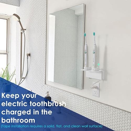 OAPRIRE Electric Toothbrush Holder for Bathroom, Acrylic Electric Toothbrush Holder Wall Mounted Come with Cable Organizer, Saving Space and Convenient Charging - White - White thumbnail 6
