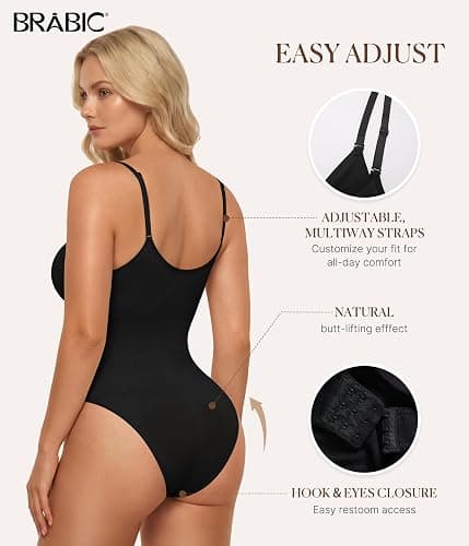BRABIC Womens' Seamless Sleeveless V-Neck Bodysuit Shapewear Tummy Control thumbnail 3