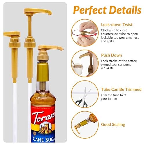 4Pcs Coffee Syrup Pumps: Compatible with 25.4oz/750ml Torani, Skinny and Other Syrup Bottles, Easily Dispense Syrups Pump of Various Flavors for Lattes, Iced Coffees, Cocktails, Pancakes and More thumbnail 5
