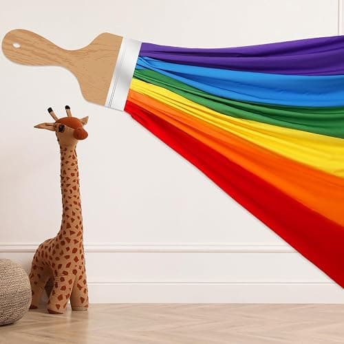 Mindsoft Art Classroom Wall Decor 85 Inches Rainbow Brush Bright Color | 3D Paintbrush Cutout for Bulletin Boards, Back to School Party Room, Rainbow Cloth Banner, Chalkboard Theme Decor thumbnail 6