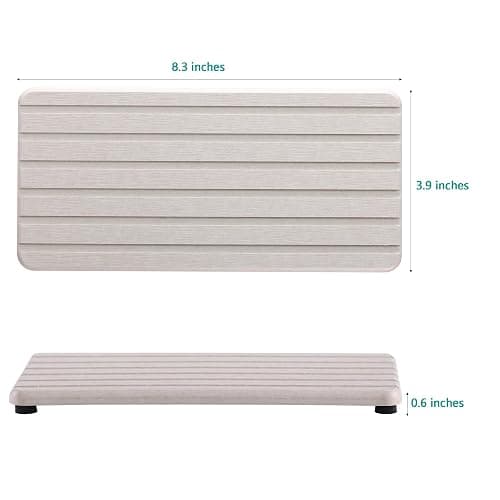 NiuYichee 2 PCS Water Absorbent diatomite Coasters, 8.3" x 4" Water Absorbing Stone Tray for Sink, Stone Drying mat for Kitchen Counter, Stone soap Tray Used for Hand Soaps & toiletries & Plants thumbnail 2