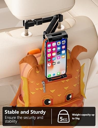 BKWITY Tablet Holder for Car Headrest, ipad Car Holder Back Seat [3 in 1 Extension Arm], 360° Rotating Adjustable Road Trip Essentials for 4.7-11" iPad Pro, Air, Mini, Galaxy, Fire thumbnail 8