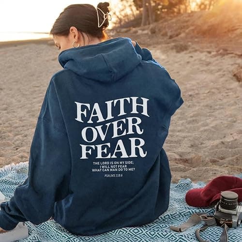 Sulayesh Faith Over Fear Hoodie for Women Christian Jesus Inspirational Sweatshirts Religious Oversized Graphic Pullover Tops thumbnail 3