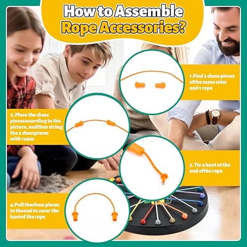 LWuuywa Brainy Knots Rope Untangling Puzzle Game, Educational Strategy Game with 10 Colorful Ropes and Convenient Storage Bag, Multiple Difficulty Levels for Adults Kids, Family Travel, Party (Black) thumbnail 2