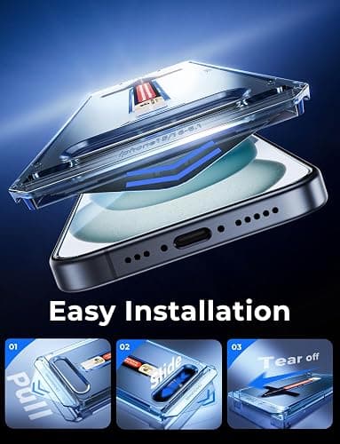 MAGIC JOHN 2 Pack for iPhone 15 Tempered Glass Screen Protector 6.1 inch [Not Max], Auto Dust-Elimination Installation, Bubble Free, Dynamic Island Compatible, HD Clear, Easy Installation thumbnail 3