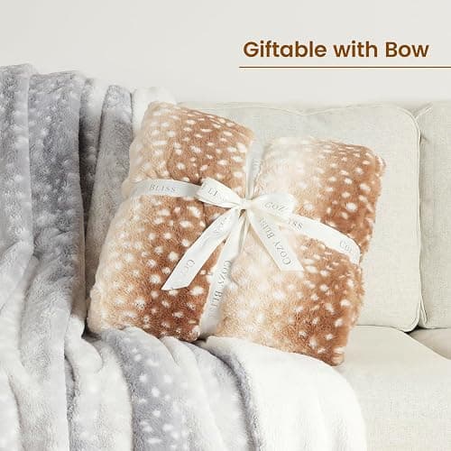 Cozy Bliss Luxury Faux Fur Throw Blanket Animal Striped Print, Non Shedding Double Sided Sherpa Blankets Super Soft Fluffy Thick Warm Throws Home Decor for Couch Bed Sofa Women (Brown, 60x80 Inches) - Brown - Twin(60" x 80") thumbnail 6