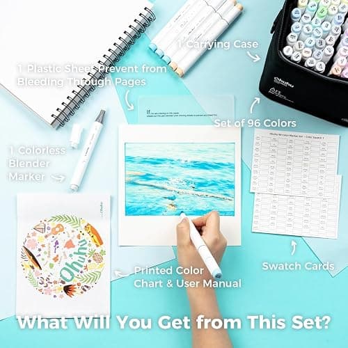 Ohuhu Pastel Alcohol Markers - 96 Colors of Honolulu Sweetness + Blossoming - Double Tipped Art Alcohol Markers for Artist Adults' Coloring Illustration - Brush & Chisel - Refillable - AP Certificated thumbnail 8