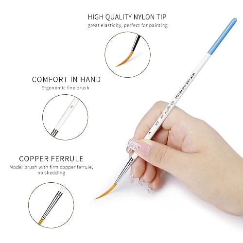 XDT#830 Rigger Artist Paint Brush 6 Piece Set Extra Long Fine Point Liner Tip #000#00#0#1#2#3, Scale Models Nail Acrylic Oil Watercolor thumbnail 4