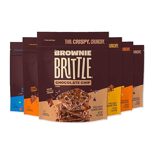 Brownie Brittle – Variety Pack Thin and Crispy Sweet Snacks (Pack of 6, 5 oz), Rich Gourmet Brownie Bites Dessert - Multi-Flavor Variety Pack