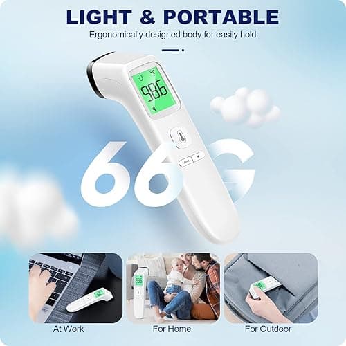 No-Touch Thermometer for Adults and Kids, Accurate Digital Baby Thermometer, Fever Alarm & Silent Mode, 2 in 1 Forehead & Object Mode - white thumbnail 6