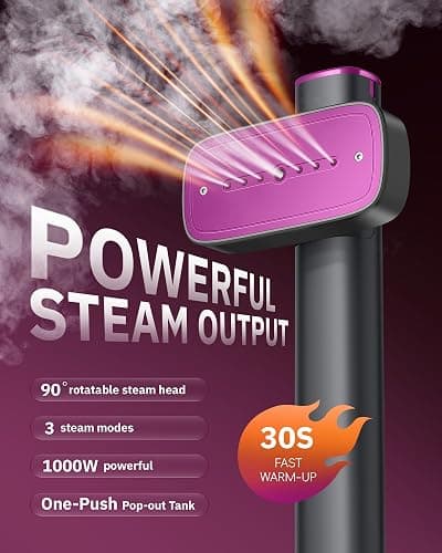 OGHom Steamer for Clothes, 110-240V Travel Steamer & Iron 2 in 1, 1000W Powerful Steam, Portable Handheld Garment Wrinkle Remover, 30s Fast Heat-Up with Dry & 2-Steam Control, for Global & Europe thumbnail 3