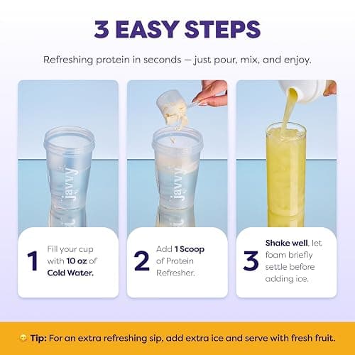 Javvy Clear Protein Powder with Clear Whey Protein, Pineapple Mango, 2 Pack | 10g Whey Protein & Collagen Peptides, Electrolyte Powder, Natural Flavors, 0g Sugar, 3g Fiber, 45mg Caffeine thumbnail 3