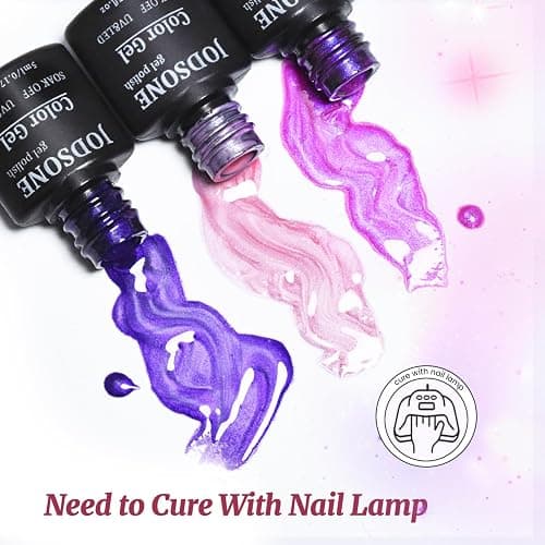 JODSONE 20 Glitter Color Gel Nail Polish Kit 3 Bottles of No Wipe Base Coat Glossy and Matte Top Coat Gel Polish Set High Shine Gorgeous thumbnail 6
